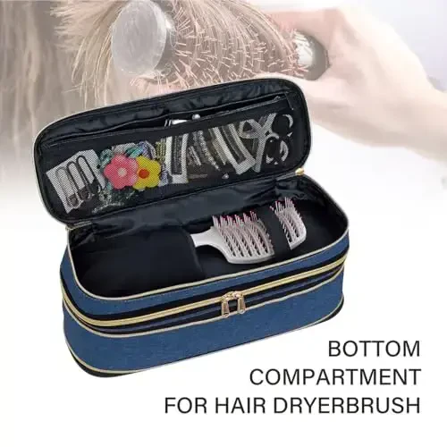 UOZL Hair Dryer Travel Carrying Case, Curling Iron Storage Bag, Slim Expandable Handheld Dual-Layer Travel Storage Bag for Dryer/Hair Tool Organizer/Style Organizer - 6