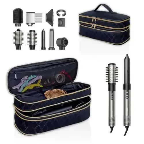 UOZL Hair Dryer Travel Carrying Case, Curling Iron Storage Bag, Slim Expandable Handheld Dual-Layer Travel Storage Bag for Dryer/Hair Tool Organizer/Style Organizer - 1