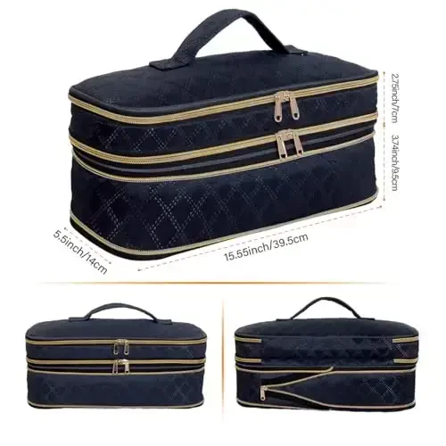 UOZL Hair Dryer Travel Carrying Case, Curling Iron Storage Bag, Slim Expandable Handheld Dual-Layer Travel Storage Bag for Dryer/Hair Tool Organizer/Style Organizer - 2