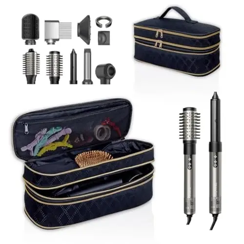 UOZL Hair Dryer Travel Carrying Case, Curling Iron Storage Bag, Slim Expandable Handheld Dual-Layer Travel Storage Bag for Dryer/Hair Tool Organizer/Style Organizer - UOZL