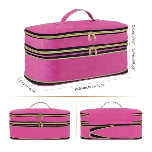 UOZL Soch Keltirgich Sayohat Sumkasi, Kıvırcık Temir Saqlash Sumkasi, Yupqa Kengaytiriladigan Qo'lda Ikki Qavatli Sayohat Saqlash Sumkasi Keltirgich/Soch Asboblari Organizatori/Uslub Organizatori uchun - 2