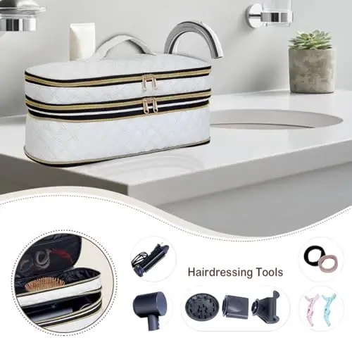 UOZL Soch Kiritish Fenini Sayohat Qopqog'i, Buralash Temir Saqlash Sumkasi, Yupqa Kengaytiriladigan Qo'lda Ikki Qatlamli Sayohat Saqlash Sumkasi Fen/Soch Asboblari Tashkilotchisi/Uslub Tashkilotchisi uchun - 6