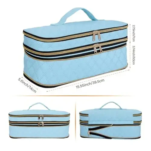 UOZL Soch Kiritish Fenini Sayohat Sumkasi, Buralash Dazmoli Saqlash Sumkasi, Ingichka Kengaytiriladigan Qo'lda Ikki Qavatli Sayohat Saqlash Sumkasi Fen/Soch Asbobi Tashkilotchisi/Uslub Tashkilotchisi uchun - UOZL (1)