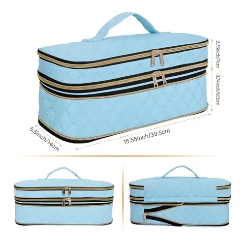 UOZL Soch Kiritish Fenini Sayohat Sumkasi, Buralash Dazmoli Saqlash Sumkasi, Ingichka Kengaytiriladigan Qo'lda Ikki Qavatli Sayohat Saqlash Sumkasi Fen/Soch Asbobi Tashkilotchisi/Uslub Tashkilotchisi uchun - 2