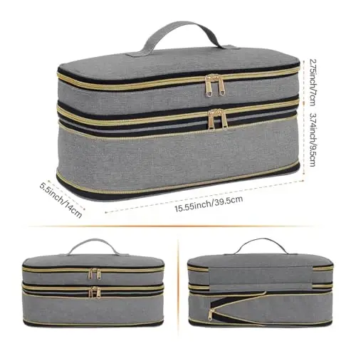 UOZL Soch Kiritish Fenini Sayohatda Olip Yurish uchun G'ilof, Kıvırma Dazmolni Saqlash Sumkasi, Ingichka Kengaytiriladigan Qo'lda Ikki Qavatli Sayohat Saqlash Sumkasi Fen/Soch Turmaklash Asbobi Tashkilotchisi/Uslub Tashkilotchisi uchun - 3