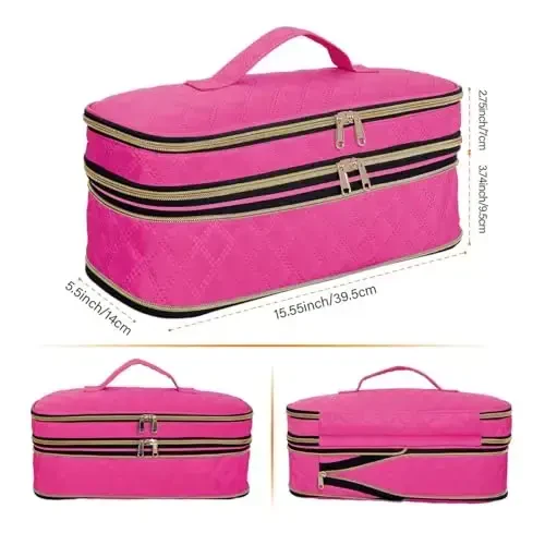 UOZL Soch quritgich sayohat sumkasi, kıvırcık ütüleme saqlash sumkasi, İnce Genişletilebilir Taşınabilir Çift Katmanlı Sayohat Saqlash Sumkası quritgich / Soch Asbob Organizator / Stil Organizator üçün - UOZL (1)