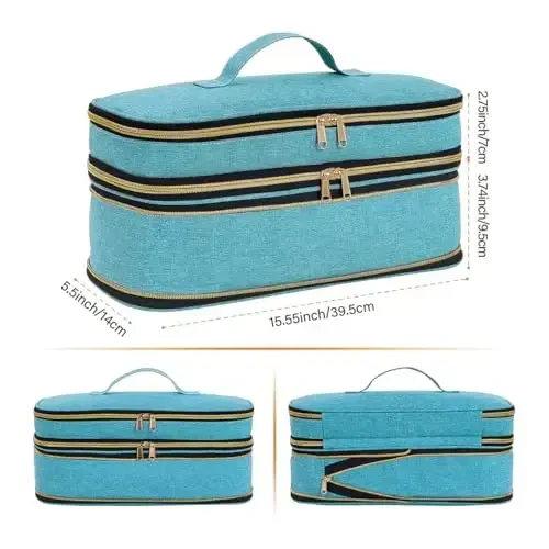 UOZL Soch quritgich uchun sayohat sumkasi, kıvırcık dazmol saqlash sumkasi, ingichka kengaytiriladigan qo'lda ushlab turiladigan ikki qatlamli sayohat saqlash sumkasi quritgich/soch asbobi tashkilotchisi/uslub tashkilotchisi uchun - 2