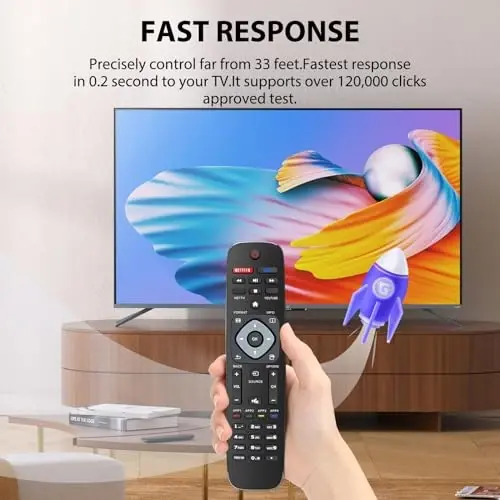 (Упаковка из 2 штук) Пульт ДУ для телевизора Philips, совместим со всеми смарт-телевизорами Philips LED/LCD/HDTV/UHD (NH500UP) - 5