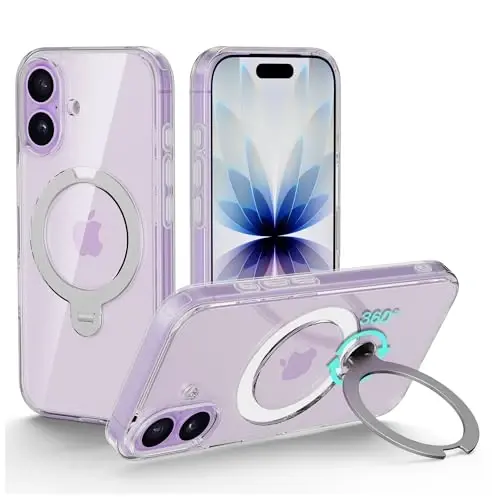 Upcommon Flex Stand Case for iPhone 17, 360° Rotatable Kickstand, MagSafe Compatible, Slim Protective Cover, Shockproof (Clear) 