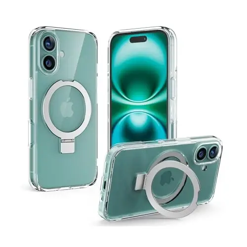 Upcommon Flex Stand Case, oʻrnatilgan magnit tayanch, MagSafe bilan mos, ingichka himoya qopqogʻi, zarbga chidamli (iPhone 16 Plus) Shaffof - 1