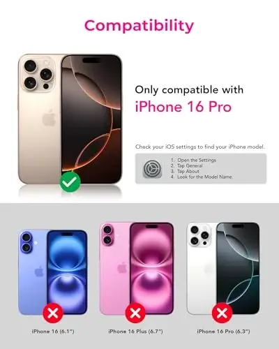 Upcommon Flex Stand Case, Oʻrnatilgan magnit tirgak, MagSafe bilan mos, Yengil himoya qopqogʻi, Zarba oʻtkazmaydigan (iPhone 16 Pro) Shaffof - 2