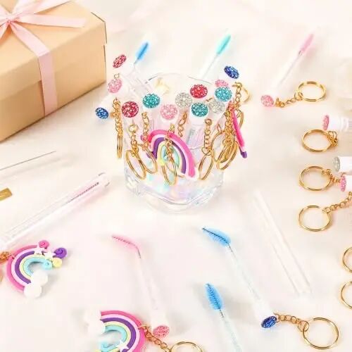 Upgrade 48 Pcs Disposable Mascara Wands Set Eyebrow Spoolies | 24 Lash Spoolies Brush and 24 Reusable Keychain Empty Eyelash Brush Tubes for Eyelash Extension Kit Make Up Tools - Upgrade (1)