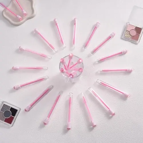 Upgrade 48 Pieces Disposable Mascara Wands Set, Include 24 Pcs Cute Crystal Lash Spoolies Brush and 24 Pcs Reusable Keychain Empty Eyelash Brush Tubes - SANARITA (1)