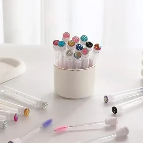 Upgrade 48 Pieces Disposable Mascara Wands Set,Diamond Mascara for Women and Girls- Include 24 Pcs Crystal Lash Spoolies Brush and 24 Pcs Reusable Keychain Empty Eyelash Brush Tubes - 4