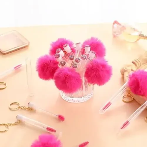 Upgrade 48 Pieces Disposable Mascara Wands Set,Diamond Mascara for Women and Girls- Include 24 Pcs Crystal Lash Spoolies Brush and 24 Pcs Reusable Keychain Empty Eyelash Brush Tubes - 4