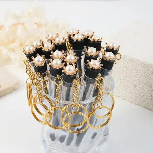 Upgrade 48 Pieces Disposable Mascara Wands Set,Diamond Mascara for Women and Girls- Include 24 Pcs Crystal Lash Spoolies Brush and 24 Pcs Reusable Keychain Empty Eyelash Brush Tubes - 3