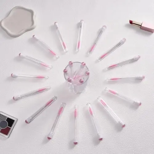 Upgrade 48 Pieces Disposable Mascara Wands Set,Diamond Mascara for Women and Girls- Include 24 Pcs Crystal Lash Spoolies Brush and 24 Pcs Reusable Keychain Empty Eyelash Brush Tubes - 5