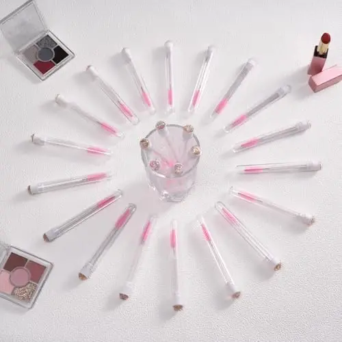 Upgrade 48 Pieces Disposable Mascara Wands Set,Diamond Mascara for Women and Girls- Include 24 Pcs Crystal Lash Spoolies Brush and 24 Pcs Reusable Keychain Empty Eyelash Brush Tubes Gold/White - 5