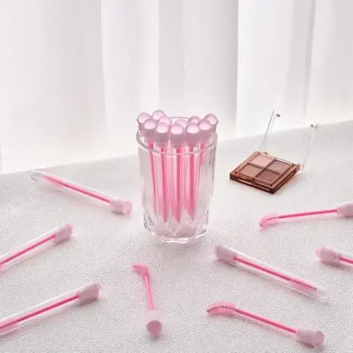 Upgrade 48 Pieces Disposable Mascara Wands Set,Diamond Mascara for Women and Girls- Include 24 Pcs Crystal Lash Spoolies Brush and 24 Pcs Reusable Keychain Empty Eyelash Brush Tubes Makeup Tools - 4