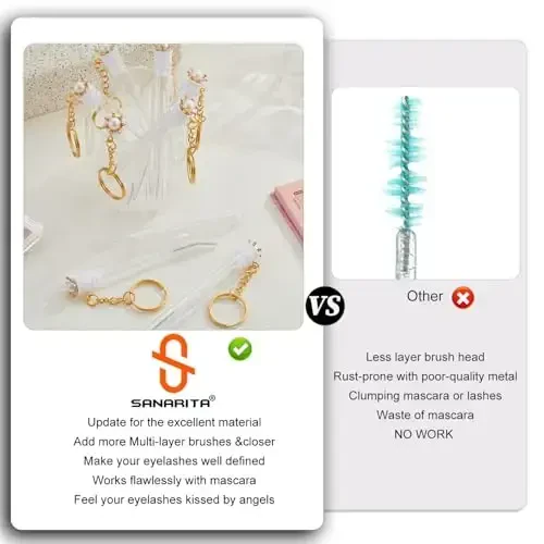 Upgrade 48 Pieces Disposable Mascara Wands Set,Include 24 Pcs Crystal Lash Spoolies Brush and 24 Pcs Reusable Keychain Empty Eyelash Brush Tubes - 4