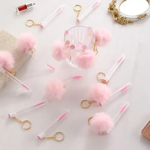 Upgrade 48 Pieces Disposable Mascara Wands Set,Include 24 Pcs Crystal Lash Spoolies Brush and 24 Pcs Reusable Keychain Empty Eyelash Brush Tubes - 5