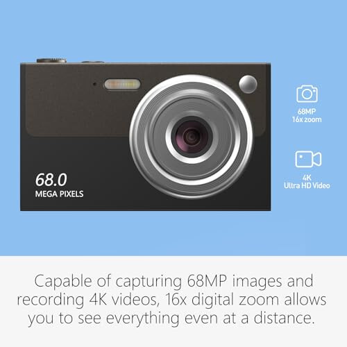 Upgrade Digital Camera for Teens, FHD 4K 68MP Digital Camera Autofocus with 32GB SD Card 16X Zoom,Cameras for Photography Compact Point and Shoot Camera for Teen Boy Girl Kids Camera Beginner - 3