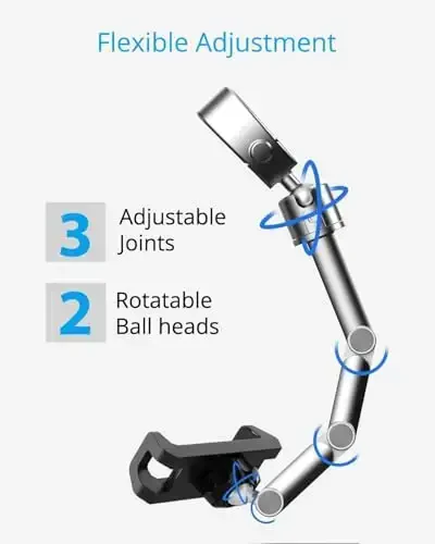 Upgrade Rear View Mirror Phone Holder Mount for Car, Aluminum Multi-Directional metal arms and 360-degree Rotatable Retractable, Essentials Accessories Compatible with iphone android - silvery white - 3