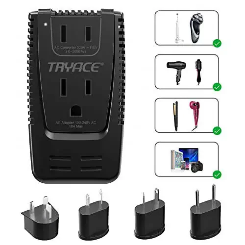 Upgrade TryAce 2000W Voltaj Konvertori, 220V dan 110V gacha Pasaytirish Konvertori Soch Qurituvchi, To'g'rilovchi, Buklovchi Temir uchun, Tish Cho'tkasi, Ustura uchun Mos, 10A Quvvat Adapteri Noutbuk Telefon uchun, EU/UK/AU/US Vilkasi - 1