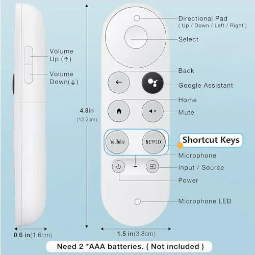 Upgrade Voice New Remote Control for Google TV Chromecast 4K Snow/HDTV, Voice Replacement Remote Control for Google TV G9N9N, GA01409-US, GA01919/20/23-US, GA02463-US, Streaming Media Player… - 6