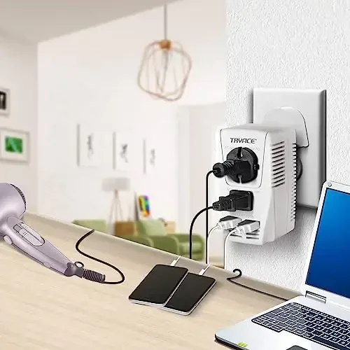 Upgraded 2000W 220V to 110V Voltage Converter Step Down Voltage for Hair Dryer,Straightener,Curling Iron,Cell Phone Power Converter with 2-Port USB and UK/AU/US/EU 10A Plug Adapter, White - 6