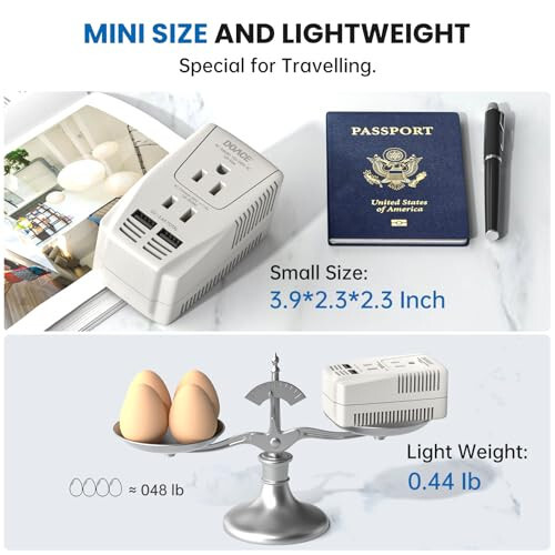 Upgraded DoAce C11 2000W Travel Voltage Converter for Hair Dryer Straightener Curling Iron, Step Down 220V to 110V, 10A Power Adapter with 2 USB and EU/UK/AU/US Plugs for Laptop Camera Cell Phone - 4