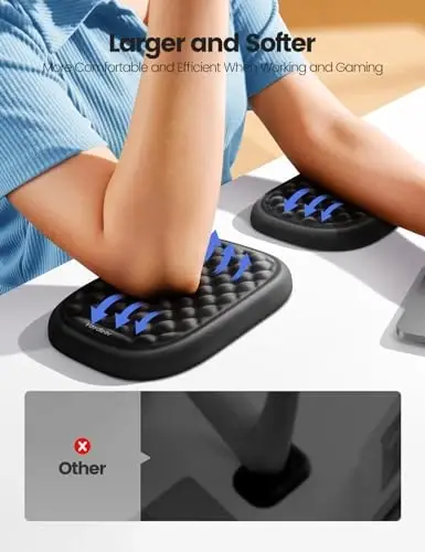 [Upgraded Larger and Thicker]Vaydeer Elbow Rest Pad, Desk Wrist Rest Memory Foam Armrest, Ergonomic Mouse Cushion Support, Wrist Pain Relief for Computer Laptop Working Typing Gaming Office Black Blue - VAYDEER (1)