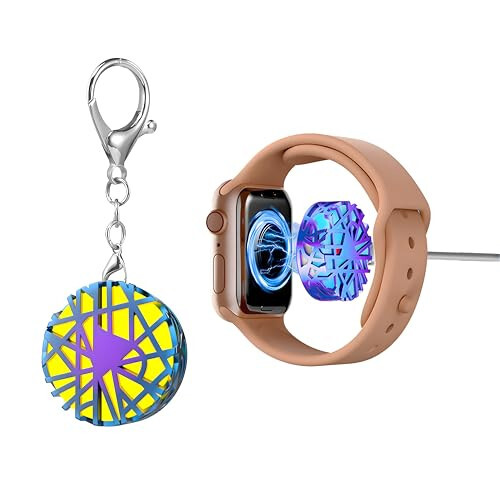 Upgraded Magnetic Watch Charger for Apple Watch, Bird Nest Design with Multi-Color Led, Dual Ports USB C iWatch Apple Watch Portable Charger for Series 9/8/7/Ultra/SE/6/5/4/3/2/1 (Iridescent) - 1