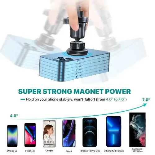 [Upgraded] Miracase Universal Magnetic Phone Holder for Car,[2nd Generation Vent Clip&Strong Magnets] Hands Free Car Phone Mount, Air Vent Cell Phone Holder for All Phones - 3