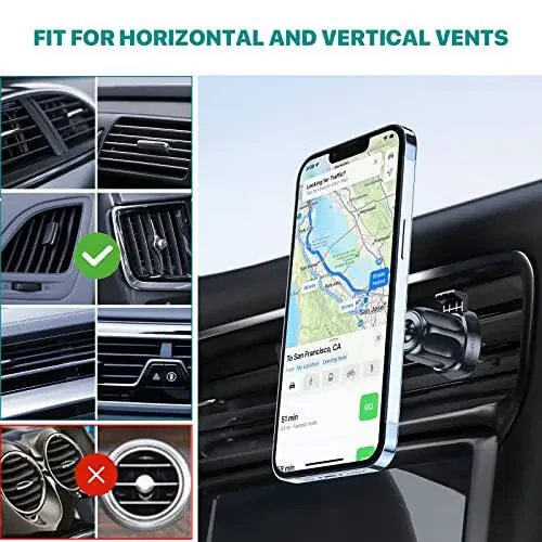 [Upgraded] Miracase Universal Magnetic Phone Holder for Car,[2nd Generation Vent Clip&Strong Magnets] Hands Free Car Phone Mount, Air Vent Cell Phone Holder for All Phones - 4