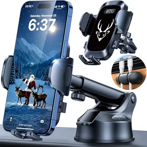 【Upgraded Strongest Suction & Pro Military-Grade】Ultimate Car Phone Mount【360°Rotatable Suction】Cell Phone Holder Truck Stand for Dashboard Windshield Vent for iPhone 17 Pro Max Samsung,Graphite Black - 2