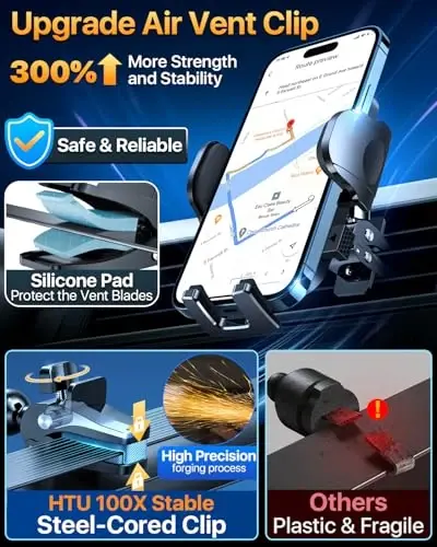 【Upgraded Strongest Suction & Pro Military-Grade】Ultimate Car Phone Mount【360°Rotatable Suction】Cell Phone Holder Truck Stand for Dashboard Windshield Vent for iPhone 17 Pro Max Samsung,Graphite Black - 6