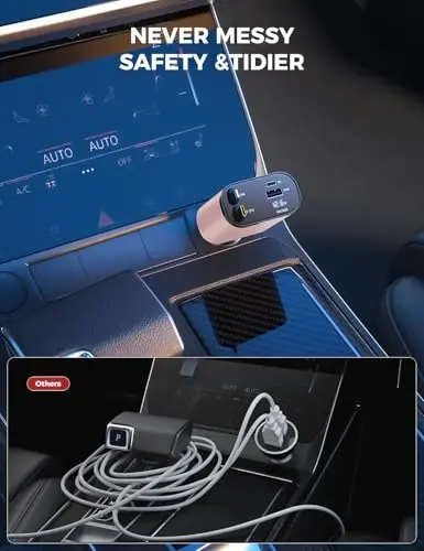 【Upgraded】 SUPERONE Retractable Car Charger 4 in 1, Fast Car Phone Charger with Cord 2.6ft, USB C Car Charger Adapter, Compatible with iPhone 17/16/15/15 Pro Max/14/13/12/11, Galaxy, Pixel - 4