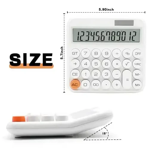 UPIHO White Calculator, Standard Calculator 12 Digit with Large LCD Display and Big Buttons, White Office Supplies and Desk Accessories for Home, Office, School, Class and Business - UPIHO (1)