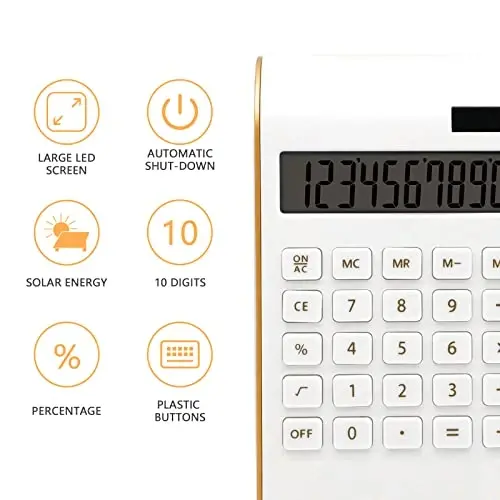 UPIHO Gold Solar Batareya Asosiy 10 Xonali Stol Kalkulyatori, Egilgan LCD Displey, Yengil Stol Kalkulyatori - 3