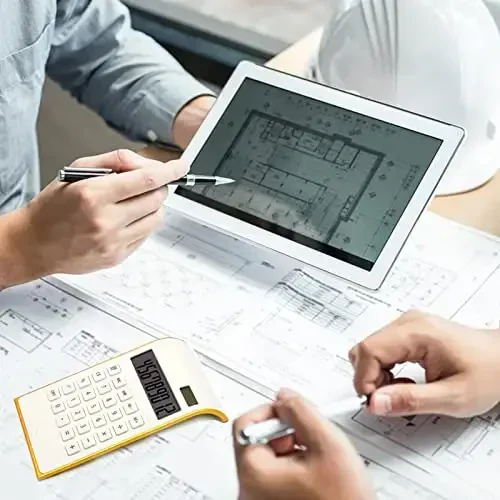 Gold Calculator, 10 Digits Solar Battery Basic, Dual Powered Desktop Calculator, Tilted LCD Display, Inclined Design Slim Desk Accessories - 5