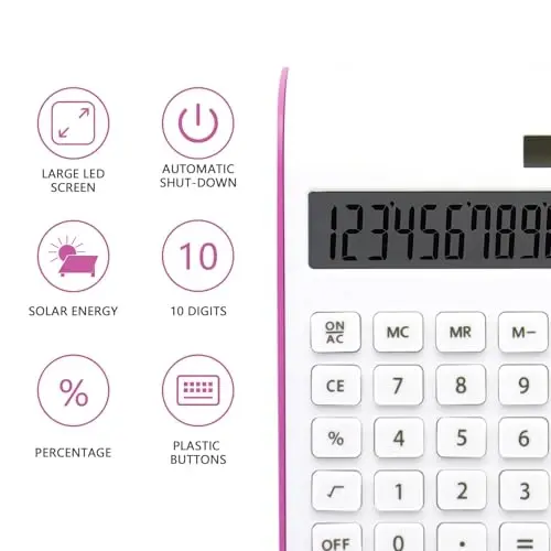 Hot Pink Calculator, UPIHO Hot Pink Office Supplies and Accessories,10 Digits Solar Battery Basic Office Calculator with Large LCD Display, Desktop Supplies, Gifts for Coworkers - UPIHO (1)