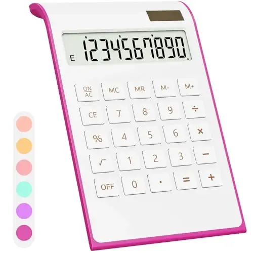 UPIHO To‘q pushti ofis kalkulyatori, 10 xonali quyosh batareyali ish stoli kalkulyatori, katta LCD displeyli, ofis va sovg‘alar uchun ideal - 1