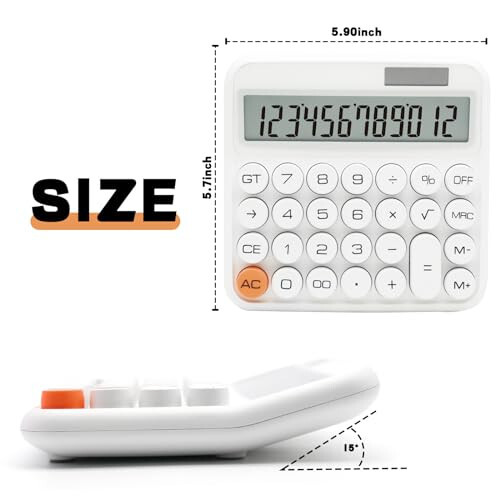 UPIHO White Calculator, Standard Calculator 12 Digit with Large LCD Display and Big Buttons,White Office Supplies and Desk Accessories,Cute Calculator for Home, Office, School, Class and Business - 3