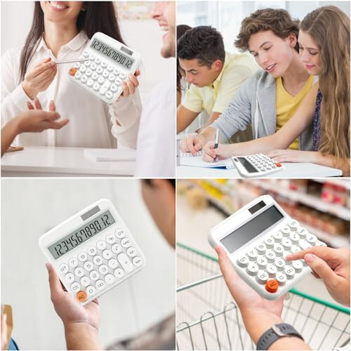 UPIHO White Calculator, Standard Calculator 12 Digit with Large LCD Display and Big Buttons,White Office Supplies and Desk Accessories,Cute Calculator for Home, Office, School, Class and Business - 7