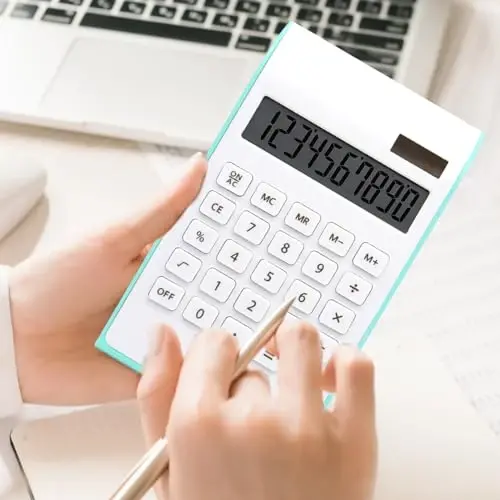 Teal Calculator, UPIHO Green Office Supplies and Accessories, 10 Digits Solar Battery Basic Office Calculator with Large LCD Display, Dual Power Desktop Calculators, Teal Office Supplies - 4
