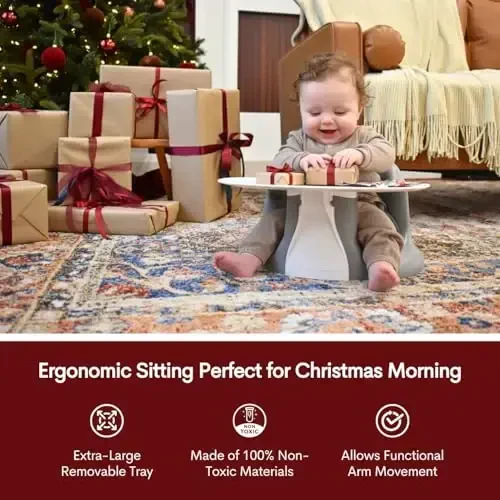 Upseat Baby Floor Seat Booster Chair for Sitting Up with Removable Tray for Meals and Playtime, Developed with Physical Therapists for Safe and Healthy Hip Development and Posture - 6