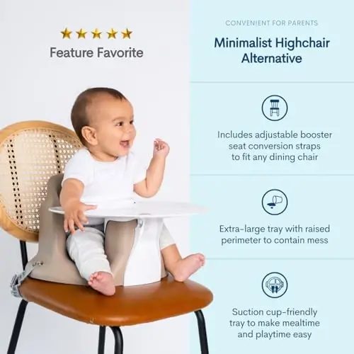 Upseat – The Original Ergonomic Baby Floor & Booster Seat with Tray, Developed with Physical Therapists for Upright Posture & Healthy Hip Development, 4–24 Months, Extra-Large Tray (Taupe) - 2