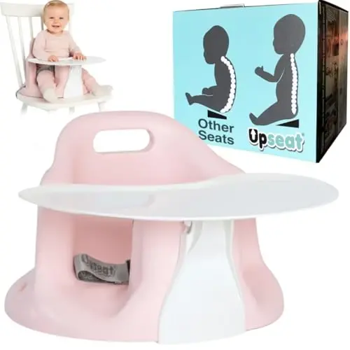 Upseat – The Original Ergonomic Baby Floor & Booster Seat with Tray, Developed with Physical Therapists for Upright Posture & Healthy Hip Development, 4–24 Months, Dishwasher-Safe Extra-Large Tray - 1