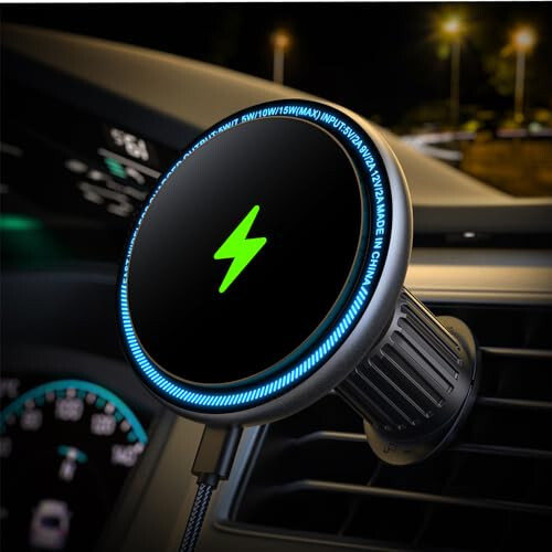 UPTOHIGH for Magsafe Car Mount Charger, 15W Fast Charging LED Magnetic Wireless Car Charger, Air Vent Phone Holders for Your Car for Magsafe Car Phone Holder for iPhone 15/14/13/12 Fast Charging - 7